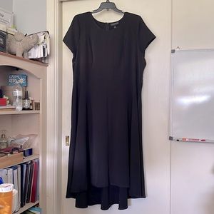 Black dress, high low, form fitting